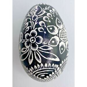 Black & White Hand Painted Pysanky Egg Real Shell PB163/14
